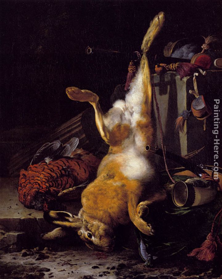 A Still Life Of Dead Game And Hunting Equipment painting - Melchior de Hondecoeter A Still Life Of Dead Game And Hunting Equipment art painting